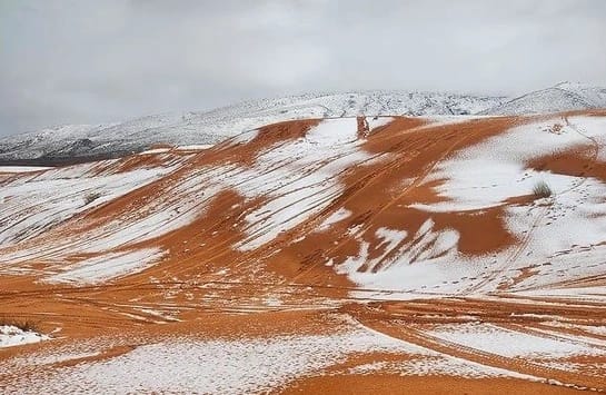 Snow in the Sahara Desert