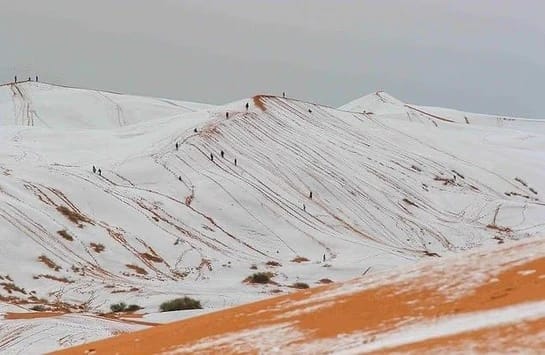 Snow in the Sahara Desert